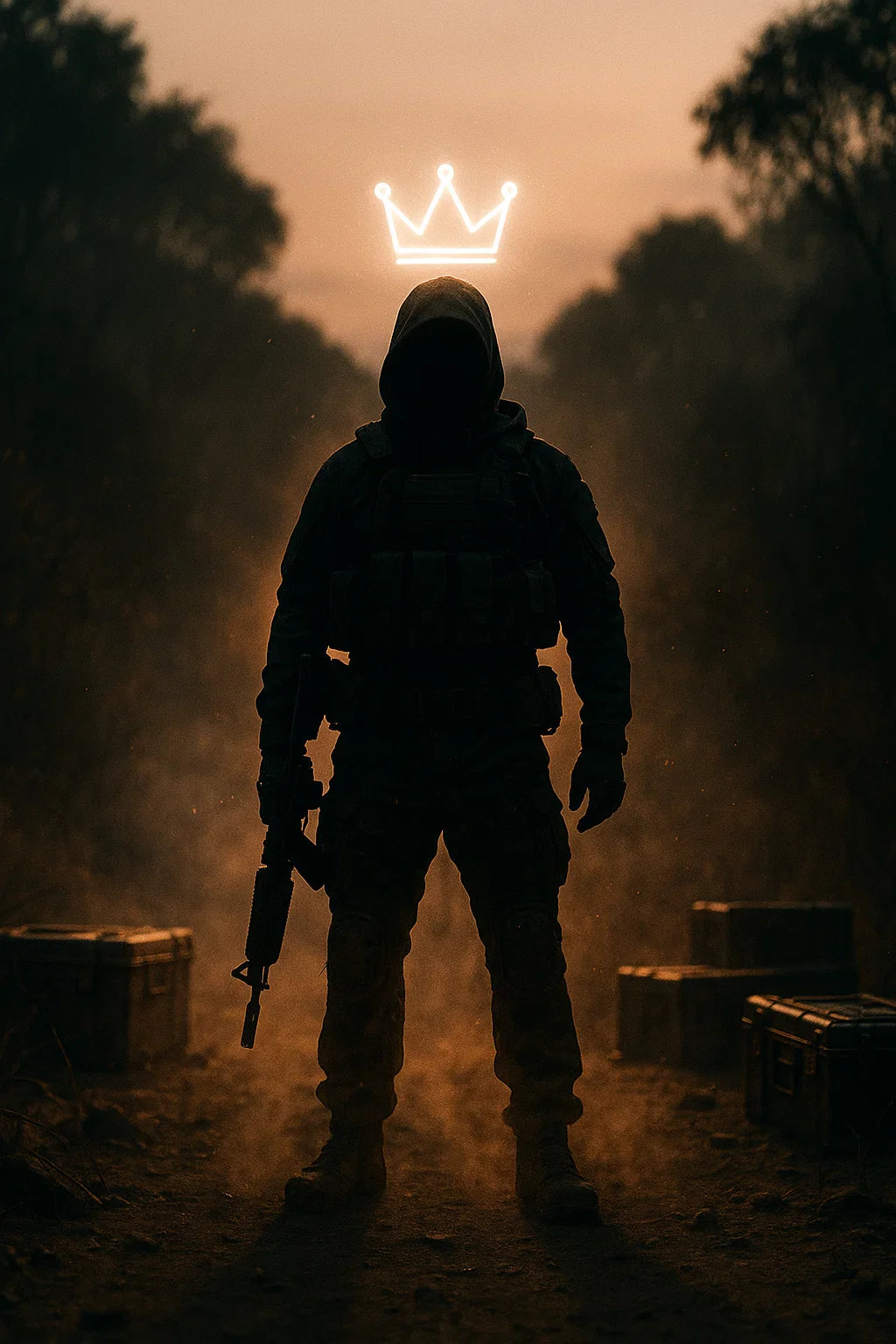 Tactical hoodie and gear, field-ready for bush or city. Crowned apparel forged for loyalty and warfare.